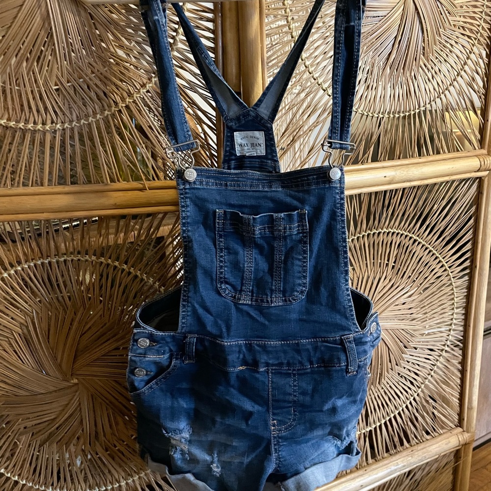 Denim short overalls